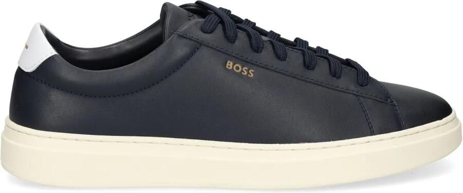 BOSS Sneakers van gepolijst leer met logo-details Blauw