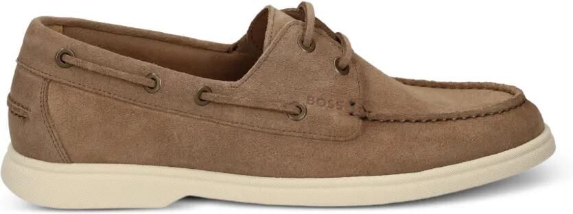 BOSS Suède bootschoenen met veterdetail Beige