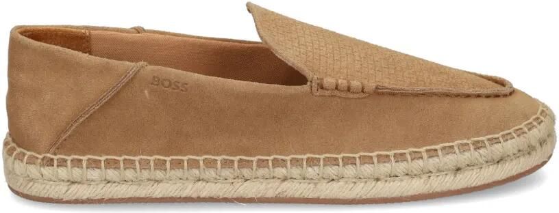 BOSS Suède espadrilles met juten tussenzool Beige