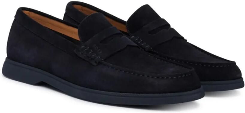 BOSS Suède loafers met logo penny afwerking Blauw - Foto 3