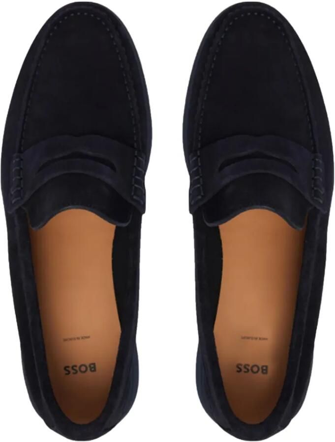 BOSS Suède loafers met logo penny afwerking Blauw - Foto 2