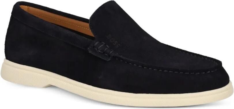 BOSS Suède loafers met logo-reliëf Blauw - Foto 4