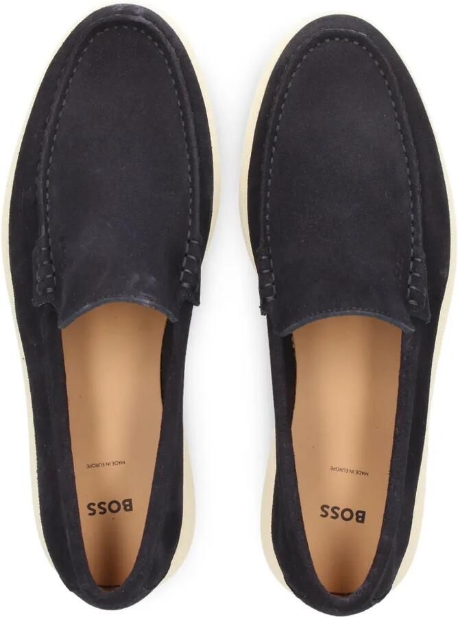 BOSS Suède loafers met logo-reliëf Blauw - Foto 2