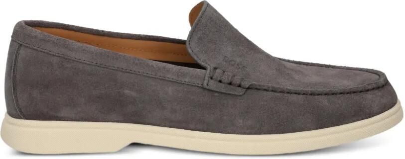 BOSS Suède loafers met logo-reliëf Grijs - Foto 3