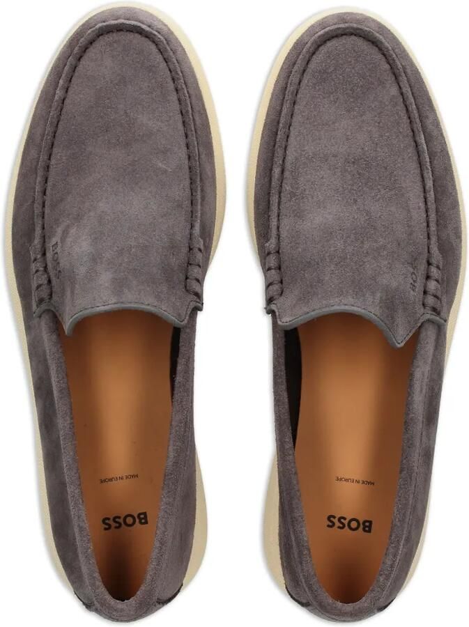 BOSS Suède loafers met logo-reliëf Grijs - Foto 2