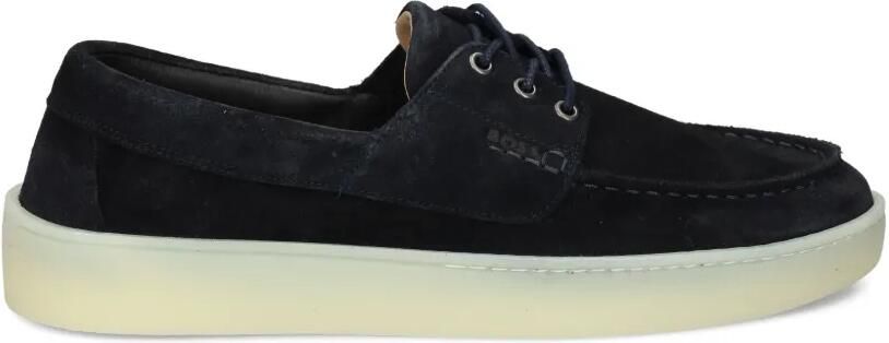 BOSS Suède loafers met semi-doorzichtige zool Blauw