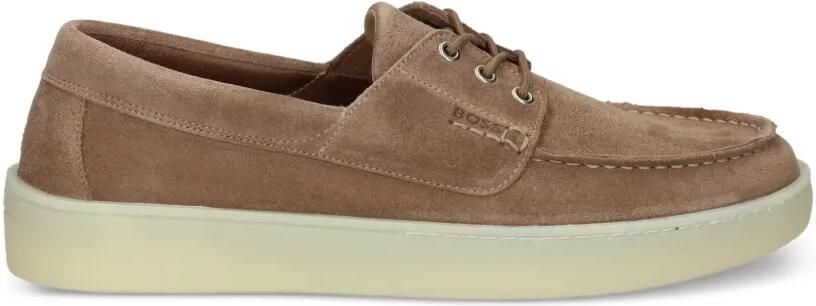 BOSS Suède loafers met semi-doorzichtige zool Bruin