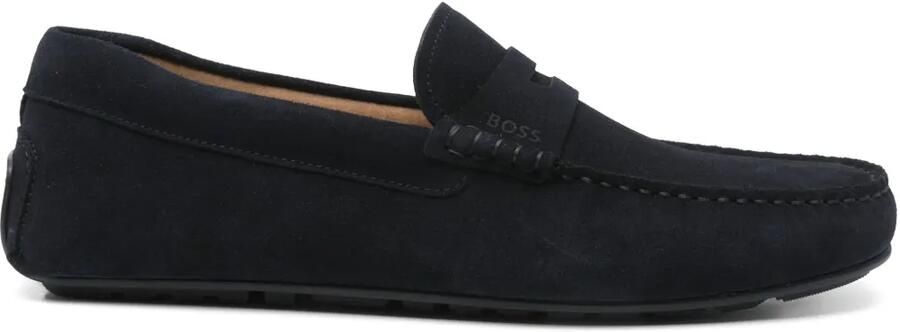 BOSS Suède mocassins met penny afwerking Blauw