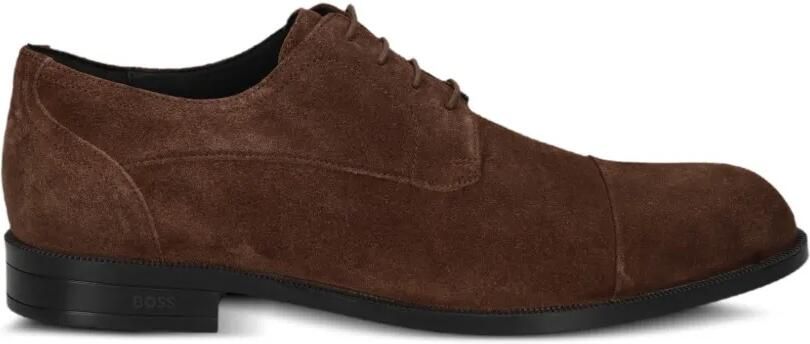 BOSS Suède Oxford schoenen met bewerkte neus Bruin