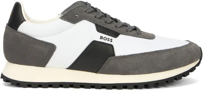 BOSS suede-panelled logo sneakers Wit