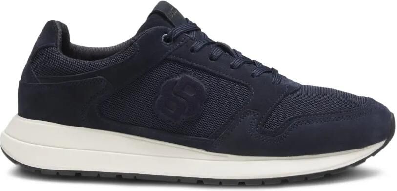 BOSS Suède sneakers met dubbel B-monogram Blauw