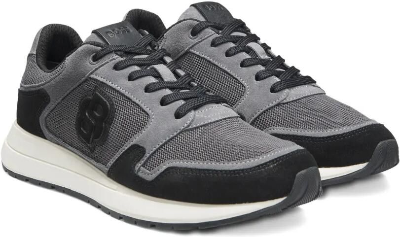 BOSS Suède sneakers met dubbel B-monogram Grijs