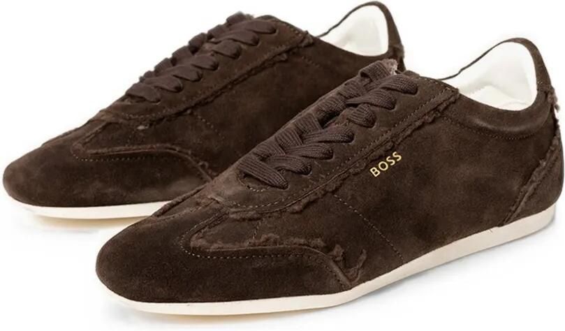 BOSS Suède sneakers met gerafelde rand Bruin - Foto 4