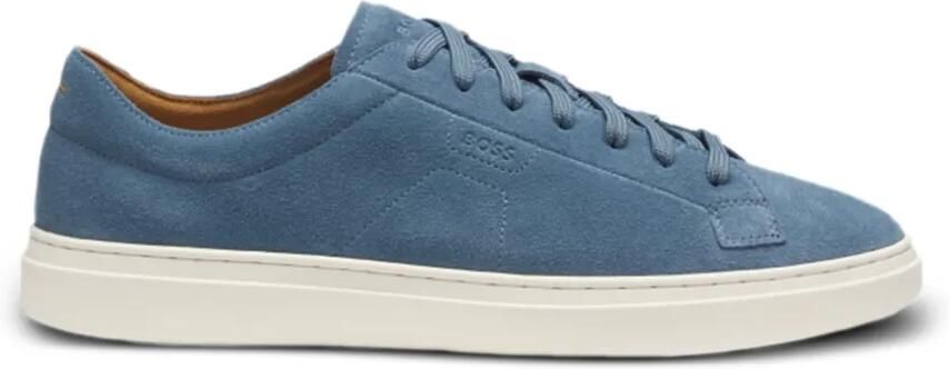 BOSS Suède sneakers met logo-reliëf Blauw