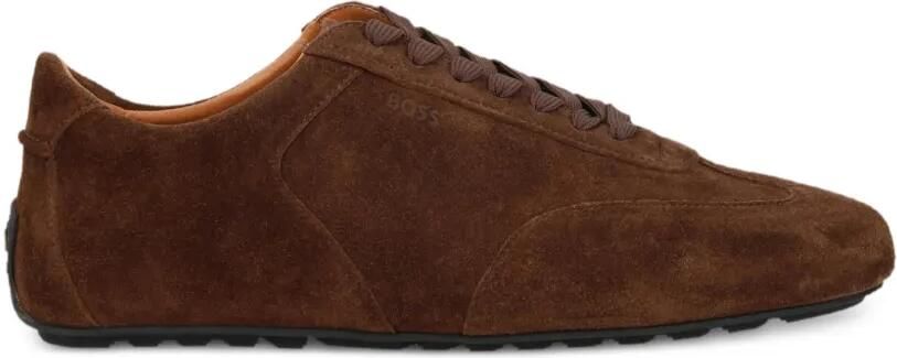 BOSS Suède sneakers met logo-reliëf Bruin