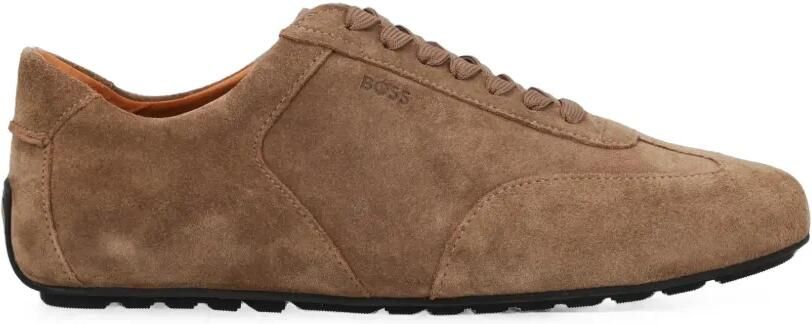 BOSS Suède sneakers met logo-reliëf Bruin