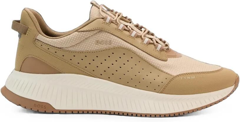 BOSS TTNM Evo sneakers met geperforeerde details en vlakken Beige