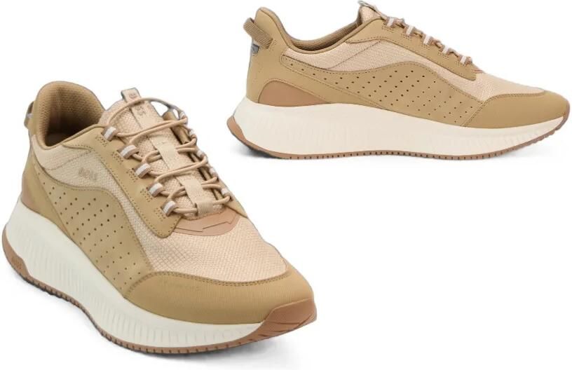 BOSS TTNM Evo sneakers met geperforeerde details en vlakken Beige - Foto 2
