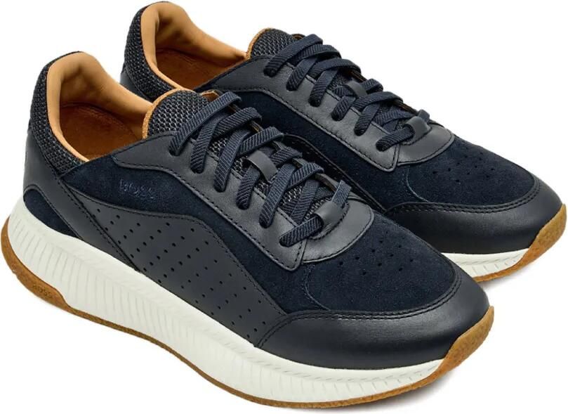 BOSS TTNM Evo sneakers van leer en suède Blauw