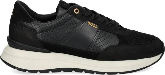 BOSS Jace Runn leren sneakers Zwart