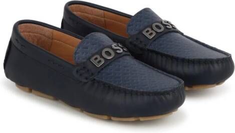 BOSS Kidswear Leren loafers Blauw