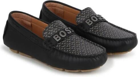 BOSS Kidswear Leren loafers Zwart