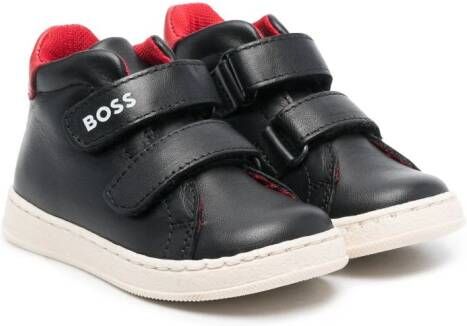 BOSS Kidswear Leren sneakers Zwart