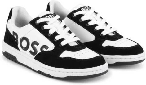 BOSS Kidswear Leren sneakers Zwart