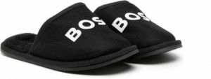 BOSS Kidswear Slippers met logoprint Zwart
