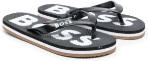 BOSS Kidswear logo-print flip-flops Zwart