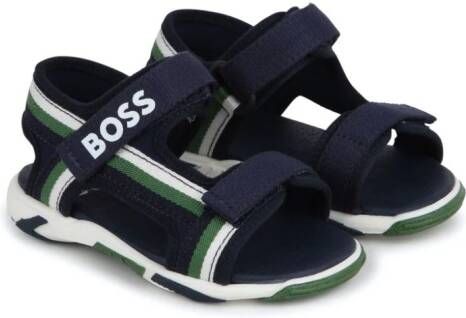 BOSS Kidswear Sandalen met logoprint Blauw