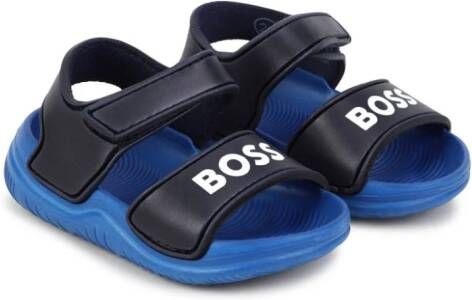 BOSS Kidswear Sandalen met logoprint Zwart