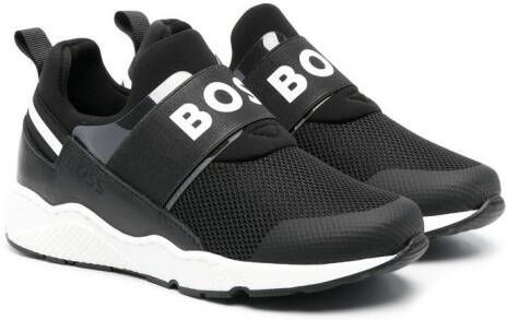 BOSS Kidswear Sneakers met logoband Zwart