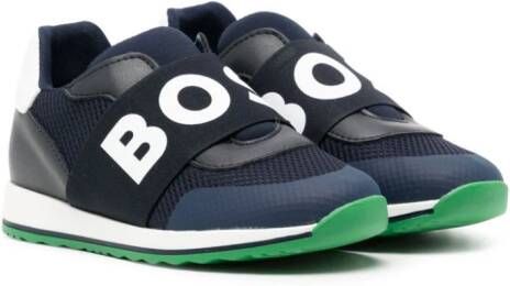 BOSS Kidswear Sneakers met logoband Blauw