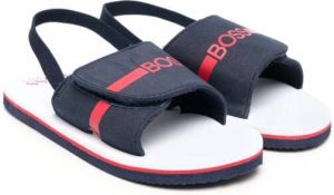 BOSS Kidswear Sandalen met logoprint Blauw