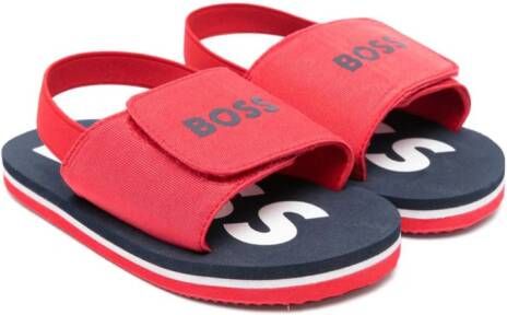 BOSS Kidswear Sandalen met open neus en logoprint Rood