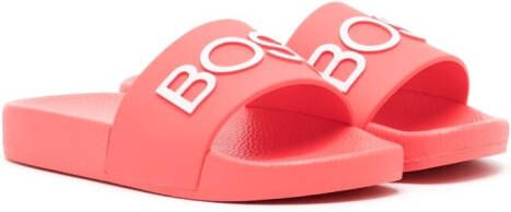 BOSS Kidswear Slippers met logoprint Roze
