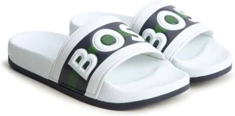 BOSS Kidswear Slippers met logo-reliëf Wit