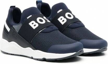 BOSS Kidswear Sneakers met logoprint Blauw