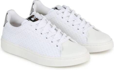 BOSS Kidswear Sneakers met monogram jacquard vlakken Wit