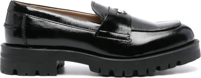 BOSS Loafers met logoplakkaat Zwart