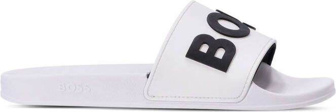 BOSS Slippers met logo-reliëf Wit