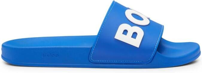 BOSS Slippers met logo-reliëf Blauw
