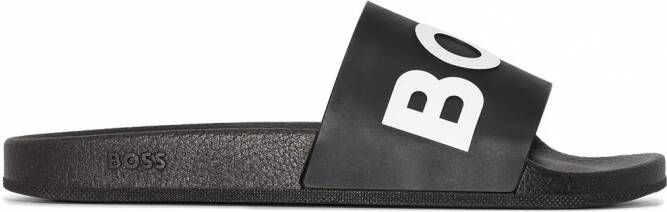 BOSS Slippers met logoprint Zwart