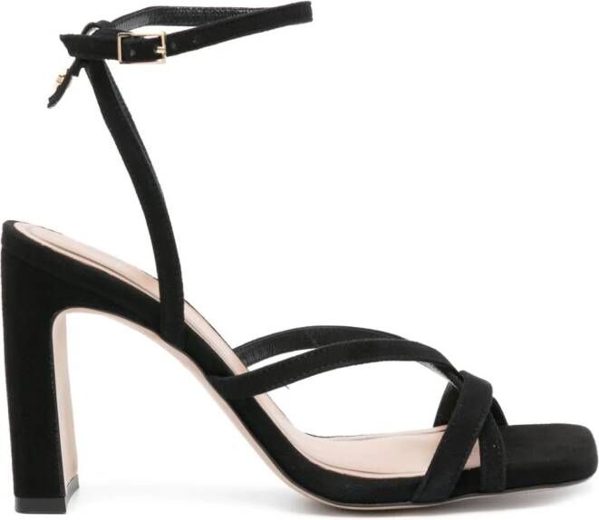 BOSS strappy suede sandals Zwart