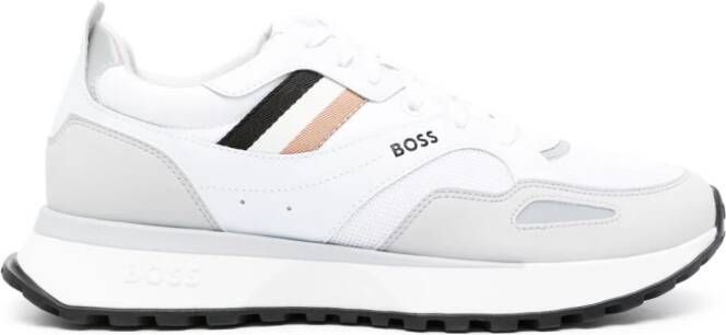 BOSS Gestreepte sneakers Wit