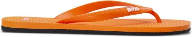 BOSS Teenslippers met logo-applicatie Oranje