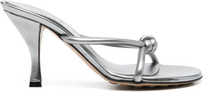 Bottega Veneta 85mm Blink metallic leather sandals Zilver