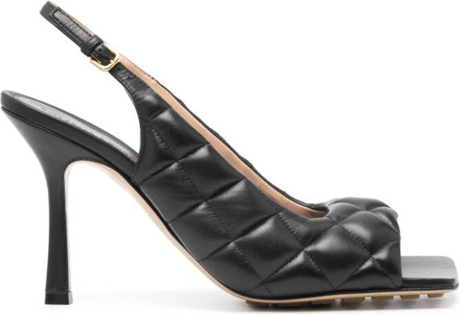 Bottega Veneta 95mm matelassé leather sandals Zwart