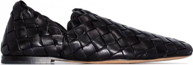 Bottega Veneta Loafers met geweven-effect Zwart